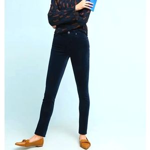AG Anthropologie The Stevie Ankle slim straight velvet jean pants navy size 29 R
